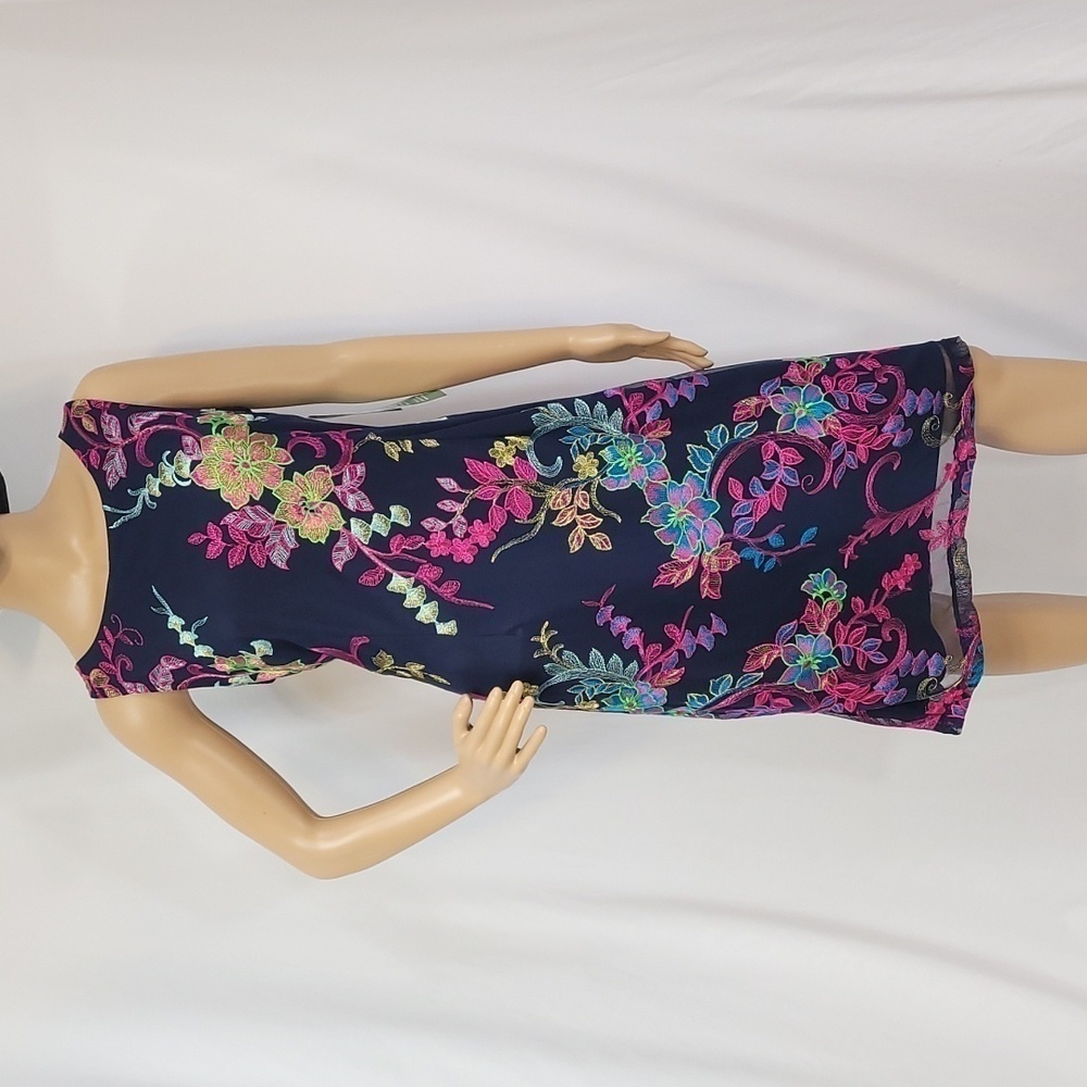 𝅺Studio 1  Women's Overlay Mesh Floral Dress